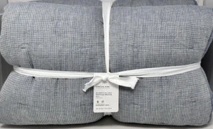 Pottery Barn Belgian European Flax Linen Waffle Weave KING Quilt ~ Chambray Blue - Picture 1 of 2