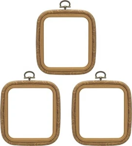 PATIKIL 4x3.7inch Embroidery Hoops, 3Pieces Imitated Wood Square Frame Cross - Picture 1 of 8