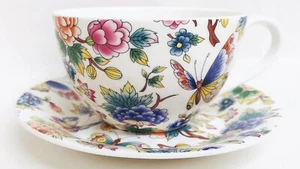 Magic Garden Breakfast Cup & Saucer Bone China Floral Butterfly Cappuccino Latte - Picture 1 of 6