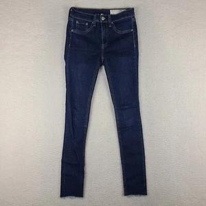 Rag Bone Jeans Womens 24 Blue 10" Skinny Fray Dark Wash Denim * - Picture 1 of 17