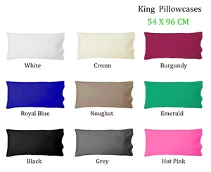 100% Pure Comb Egyption Cotton King Size Pillowcase 54x96cm In 9 colors - Picture 1 of 2