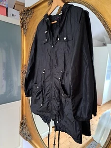 windcheater jacket, black parachute material, parka style NEW LOOK, size 12 - Picture 1 of 2