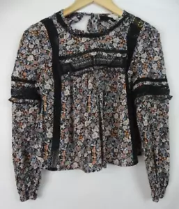 American Eagle Women's Crop Top Size XS Floral Boho Long Sleeve Cropped Shirt - Picture 1 of 9