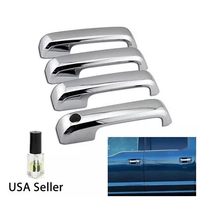 4x Chrome Door Handle Cover Cap Trim Kit No SMKH For 2017-2020 Ford F-250/F-350 Foto 1 de 4