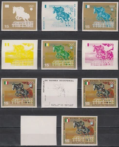 W EQUATORIAL GUINEA 0131A CP1-11 MUNICH OLYMPIC EQUESTRIAN COLOR PROOFS - Picture 1 of 1