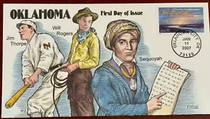 #4121 Oklahoma Statehoodsingle Collins Hand-painted FDC Perfect!!! - Picture 1 of 1