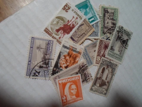Collection lot 15 different stamps of Spanish Tangiers Cover