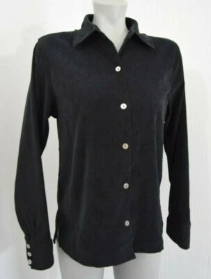 Camisa Top La Cabana Toda la Noche Larga Negra Imitación Gamuza Abotonada Talla M Foto 1 de 4