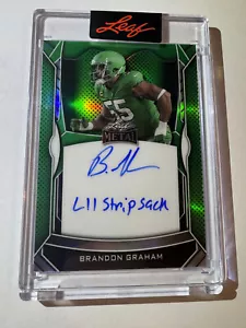 BRANDON GRAHAM 2025 Leaf ON CARD Auto Inscription "LII Strip Sack" Eagles - Picture 1 of 2