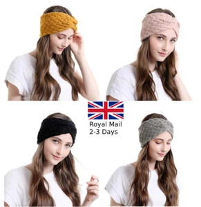 Damen Winter warm weich gestrickt flauschig Stretch Twist dickes Stirnband Ohrstöpsel - Bild 1 von 12