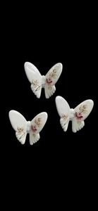 Homco Ceramic Butterflies Hand Painted Pink Roses 1398-BL USA - Picture 1 of 2