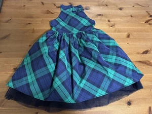 Janie and Jack Girls 6 Green & Blue Plaid Tulle Lined Dress 2021 - Picture 1 of 7