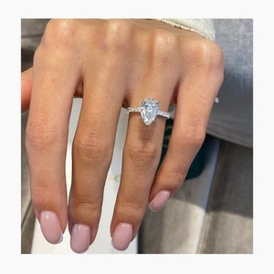 Diamond Engagement Ring F VS1 Pear Cut 2.3 Carat IGI Certified 14k White Gold - Picture 1 of 14