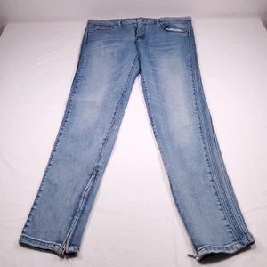 Pantalones de mezclilla para hombre MNML 36x32 ajustados azul lavado claro botón mosca cremallera pierna - Imagen 1 de 16