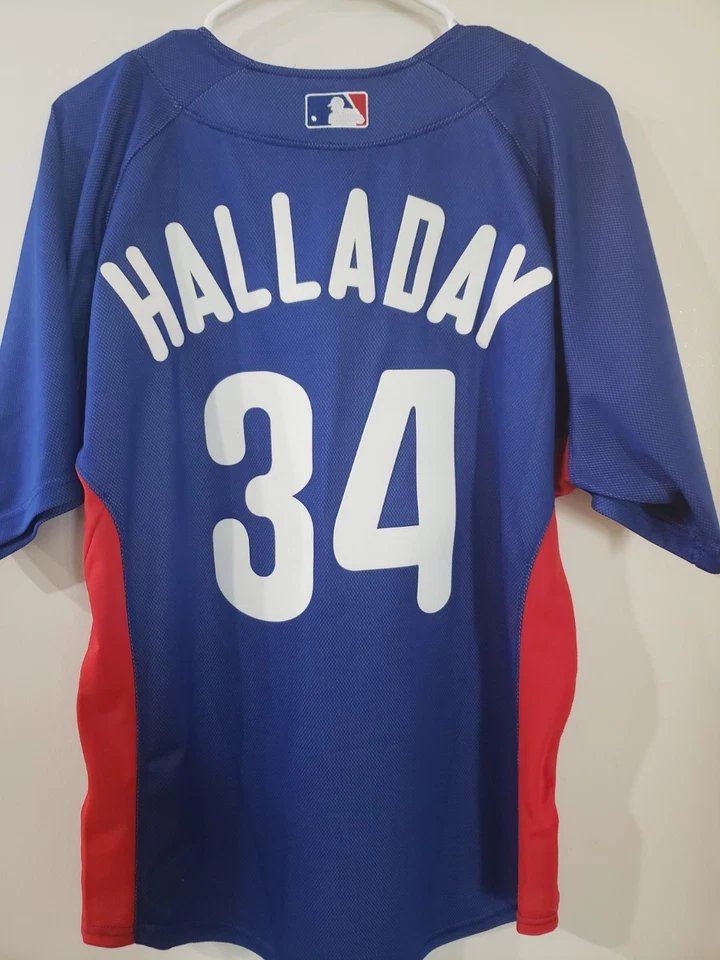 Roy Halladay Phillies BP Jersey Mitchell & Ness Cooperstown 40 M Blue NWT - Image 1 of 4