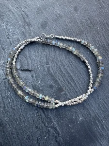 Handmade Hill Tribes Sterling Silver And Labradorite Beaded Bracelet  - Picture 1 of 24