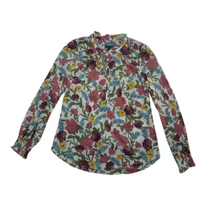 Talbots Top Rüschenborte Popover Glas Blumen Cottagecore Frühling Damen XS - Bild 1 von 10