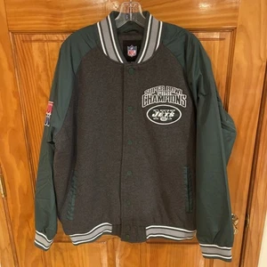 Size XL New York Jets NWT NFL Super Bowl Champions Button Jacket AFL CHAMPS - Picture 1 of 8