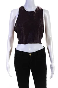 Koral Women's Raegan Cropped Shiny Netz Tank Top Purple Size L - Picture 1 of 5