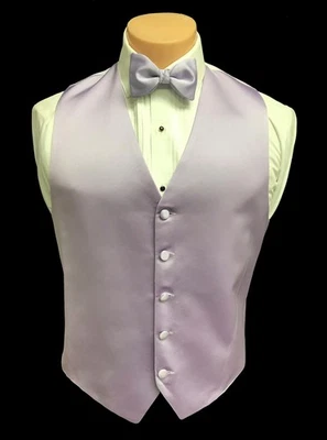 Men's Brandon Michael Lilac Purple Satin Tuxedo Vest with Bow Tie Size Medium M - Image 1 of 3