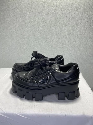 Prada Soft Padded Nappa Leather Low Top Platform Lace Up Women's Size 8.5 - Image 1 of 4