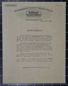 WEATHERBEST MANCHADO SHINGLE CO. - MEMBRETE ESTACIONARIO - NORTH TONAWANDA, NY - Imagen 1 de 2