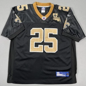 Vintage New Orleans Saints Reebok Bush #25 Jersey Size 50 Black Gold NFL - Picture 1 of 9
