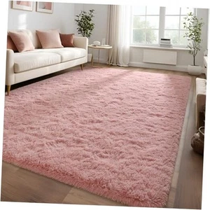 Litopyo Large Area Rugs for Living Room Bedroom, 6x9 Blush Pink Fluffy Shag - Picture 1 of 7