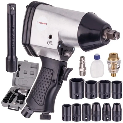 FORE Visseuse Pneumatique Air comprimé Clé à chocs Forte 1/2 Pouces 340Nm+Accessoires