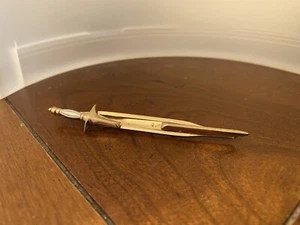 Vintage Swank Brass Sword Tie Clip Silver Tone Handle - Picture 1 of 2