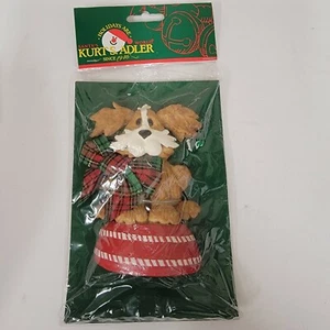 Kurt S. Adler Adorno de Navidad Perro con Arco Resina Nuevo 2001 - Imagen 1 de 5