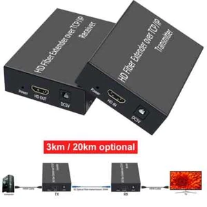 3Km or 20Km HDMI Fiber Optical HDMI To Fiber Extender Video Transmitter Receiver - Picture 1 of 8