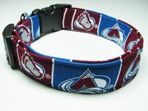 Charming Handmade Colorado Avalanche Hockey Standard Dog Collar
