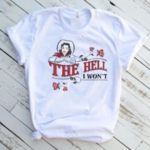 The Hell I Want Western Cowgirl Custom Graphic Tee White Short Sleeve T-Shirt - Picture 1 of 8