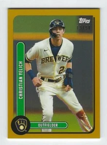 2021 Topps Brooklyn Collection #34 Christian Yelich Gold Parallel #'d 13/50 - Bild 1 von 2