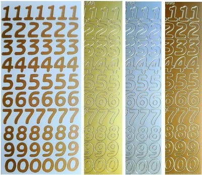 LARGE NUMBERS Peel off Stickers 18mm Card Making Gold Silver White Multi Copper - image 1 of 2
