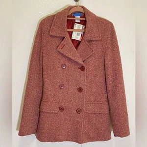 Vintage Delia's - Giacca cappotto doppiopetto in tweed rosso - taglia XS - Foto 1 di 10