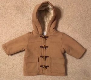 EUC! Baby Gap Tan Wool Faux Fur Lined Coat Sz 12-18 Months So Handsome! - Picture 1 of 4