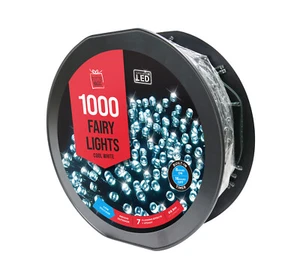 COOL WHITE 1000 LED Reel 70m Outdoor Christmas Fairy Garden Party Lights w Timer - Picture 1 of 3