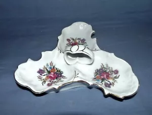 Thames Hand Painted Gold Trim Handle Candy Trinket Dish 3 Section Divided Vtg - Picture 1 of 5