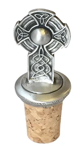 Celtic Cross Hand Crafted Pewter Bottle Stopper Wine Saver bs243 - Picture 1 of 3