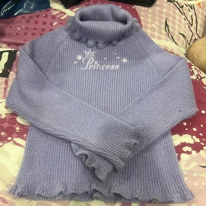 Disney Store Girls Princess Sweater Turtleneck Purple Sparkly Size XS VTG - Picture 1 of 1