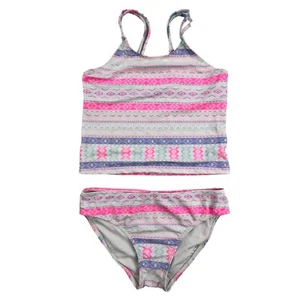 Kinder Place 2-Teiler Tankini Badeanzug Badeanzug Pink Tropical Youth XL 14 - Bild 1 von 9