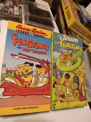 2x VHS The Flintstones The First Episodes & Jetsons Meet Hanna-Barbera Animated  - Image 1 of 4