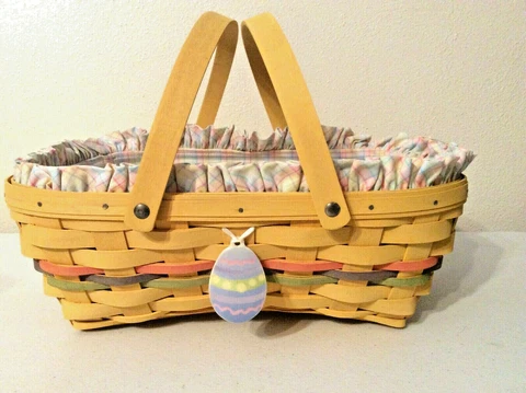 Longaberger Easter Basket Liner Protector Tie On Sun Washed Yellow 2005 New Cover