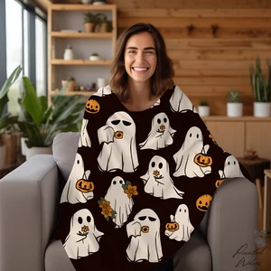 Halloween Blanket Ghost Blanket Cute Halloween Blanket Cute and Cozy Halloween - Picture 1 of 23