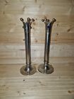 Pair Of White Metal "Crown/Jester" Candlestick Candle Holder with Blue Cabochons