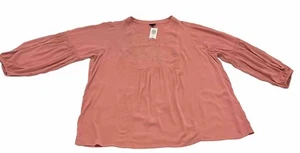 Torrid Damentop rosa Crinkle Gaze bestickt Größe 3 3X 22-24 neu mit Etikett - Bild 1 von 13
