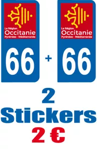 2-STICKERS-PLAQUE-AUTO-IMMATRICULATION-DEPARTEMENT-LOGO 66 - Bild 1 von 1