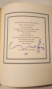 1971 LEC 'STRANGER' ALBERT CAMUS ILLUST SIGNED DANIEL MAFFIA LTD ED - Picture 1 of 7